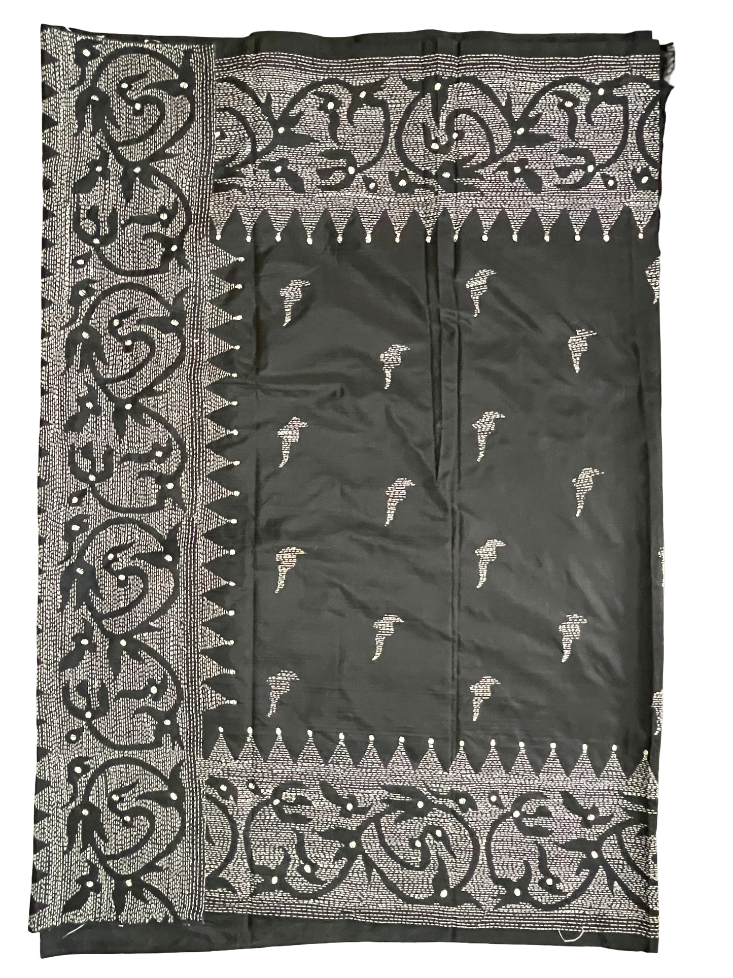 Kantha Stitch Jade Black Saree – Bengal Pride Collection