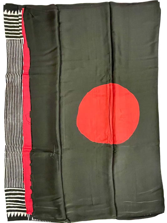 Pure Modal Silk Saree with Bagru Print – Black & White