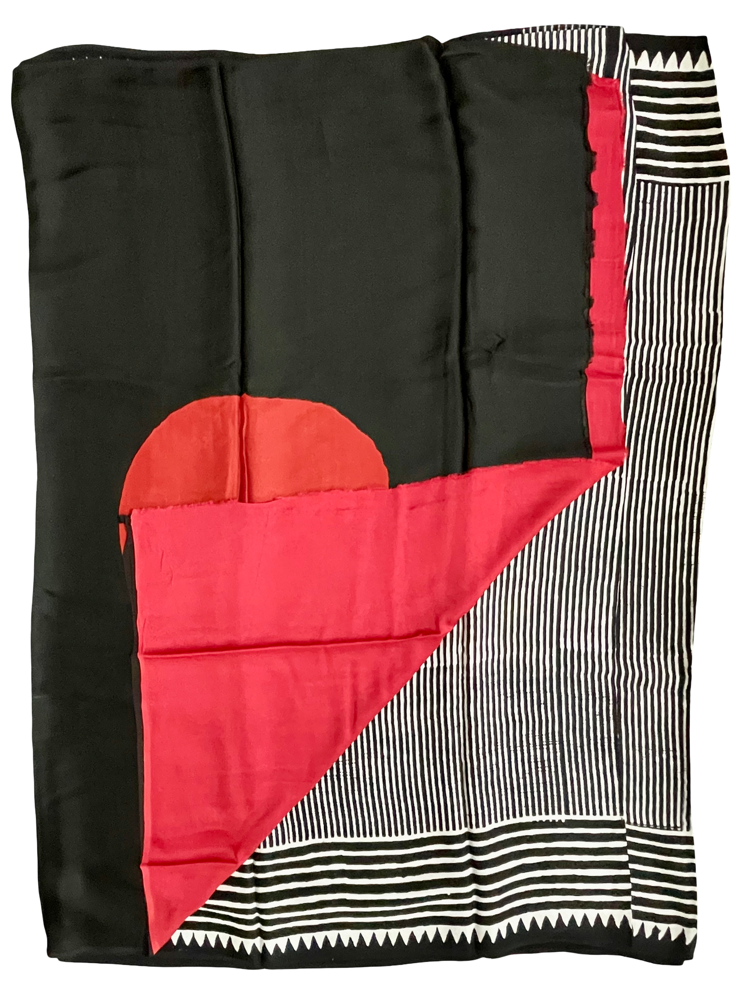 Pure Modal Silk Saree with Bagru Print – Black & White
