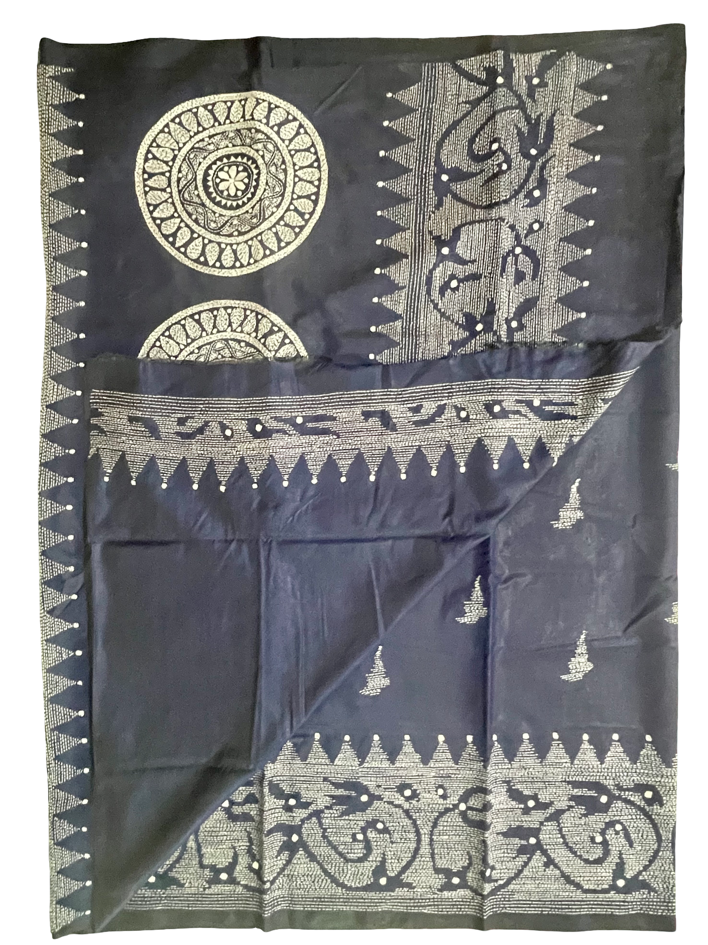 Kantha Stitch Navy Blue Saree – Bengal Pride Collection