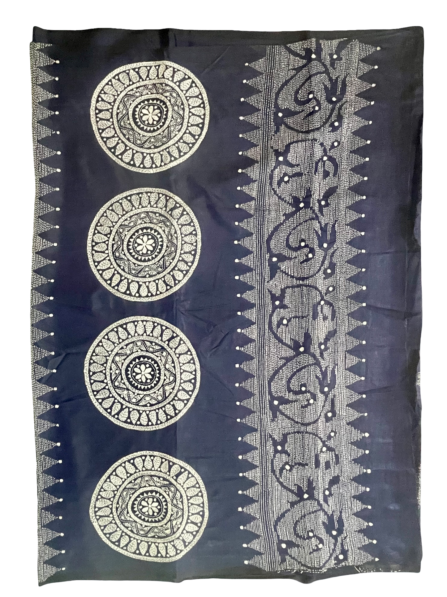 Kantha Stitch Navy Blue Saree – Bengal Pride Collection