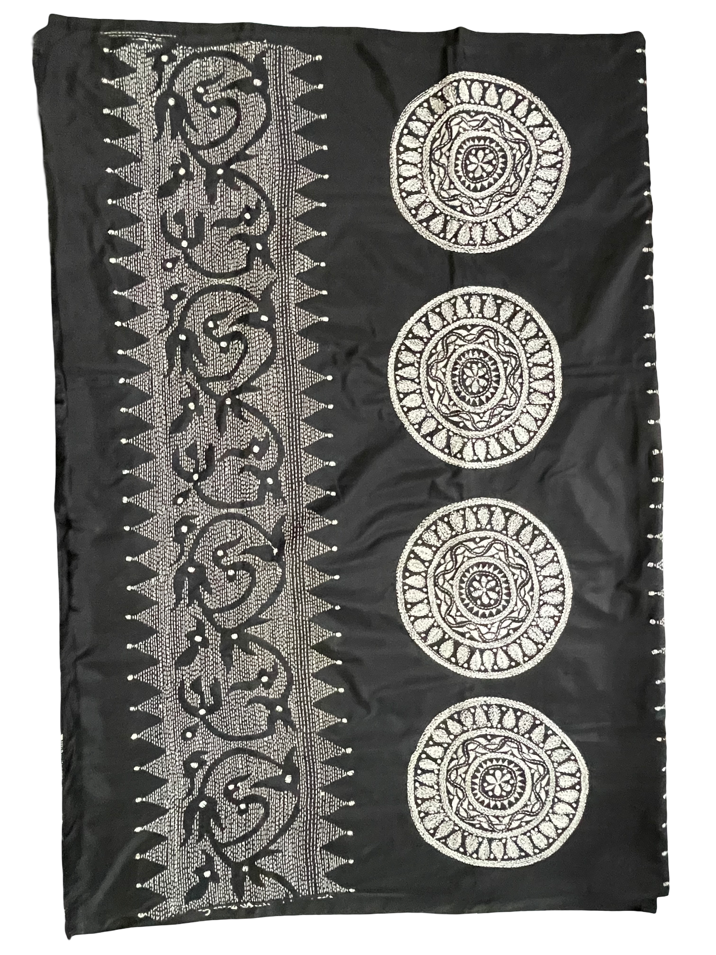 Kantha Stitch Jade Black Saree – Bengal Pride Collection