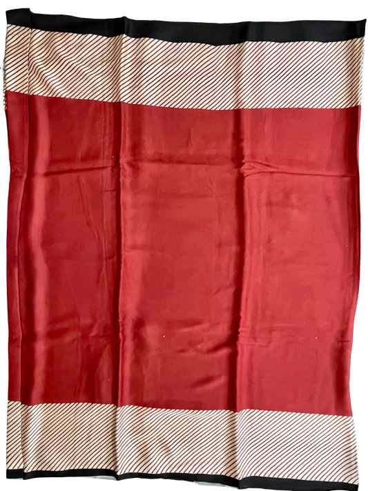 Pure Modal Silk Saree with Bagru Print – Rustic Red